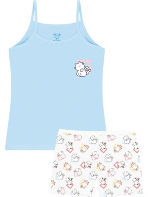 Öts Kız Çocuk Atlet Boxer Likralı Ekru Girl (%96 Pamuk - %4 Elastan)