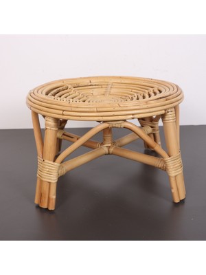 Mylamp Yumru Doğal Kubu Rattan 40X25 Sehpa & Tabure