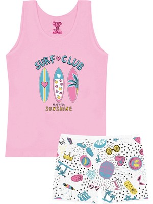 Öts Kız Çocuk Atlet Boxer Likralı Pembe Surf (%96 Pamuk - %4 Elastan)