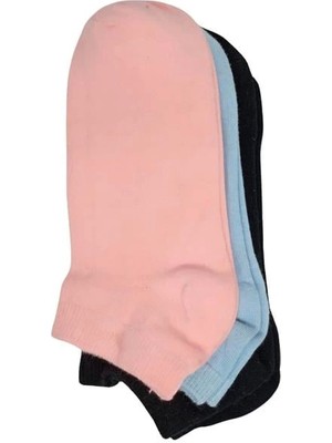 Srfn Kadın Patik Çorap 3 Lü Düz Renkli