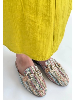 Yenda Renkli Dokumalı Terlik