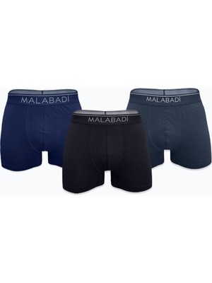 Malabadi Erkek Siyah Füme Lacivert 3 Lü Premium Collection Modal Boxer 3M252