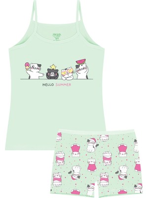 Öts Kız Çocuk Atlet Boxer Likralı Yeşil Dondurma (%96 Pamuk - %4 Elastan)