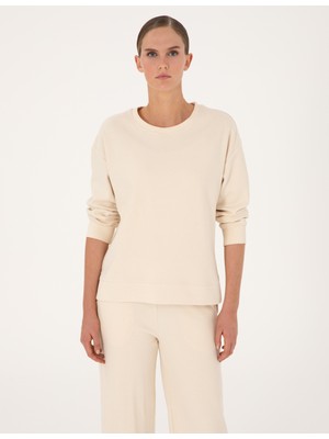 Pierre Cardin Kadın Ekru Oversize Sweatshirt 50314948-VR019