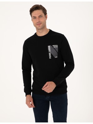 Pierre Cardin Erkek Siyah Regular Fit Bisiklet Yaka Sweatshirt 50317750-VR046