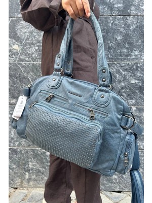 Just Polo Kadın Çok Bölmeli Yumuşak Yıkanmış Deri Kol Çapraz Omuz Çantas