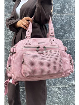 Just Polo Kadın Çok Bölmeli Yumuşak Yıkanmış Deri Kol Çapraz Omuz Çantas