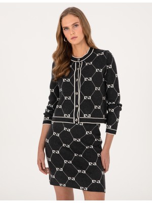 Pierre Cardin Kadın Antrasit Slim Fit Triko Hırka 50311002-VR006