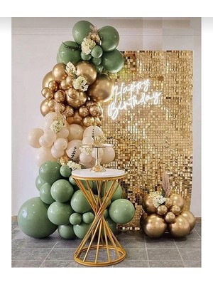 Deniz Kumu Küf Yesili Krom Gold Balon Seti 50 Adet