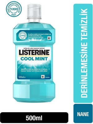 Listerine Ağız Bakım Suyu 500 ml Cool Mint Plak Azaltıcı Gün Boyu Ferah Nefes ve Sağlıklı Ağız