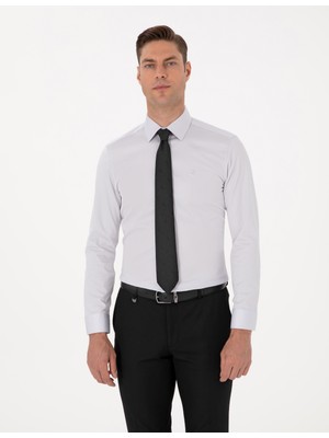 Pierre Cardin Erkek Gri %100 Pamuk Slim Fit Uzun Kollu Basic Gömlek 50315407-VR024