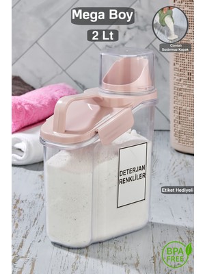 Kapaklı Çok Amaçlı 2 Lt Sıvı Toz Deterjan Saklama Kabı, Banyo Organizer