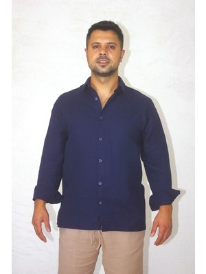 Düz Uzun Kol Müslin Kumaş Rahat Gömlek