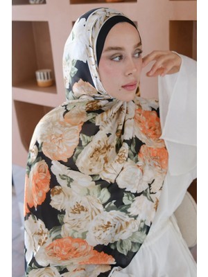 Soft Gül Desen Ipek Vual Şal