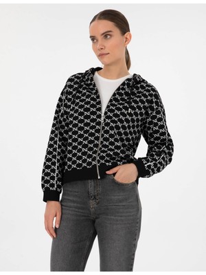 Pierre Cardin Kadın Siyah Comfort Fit Fermuarlı Sweatshirt 50309116-VR046