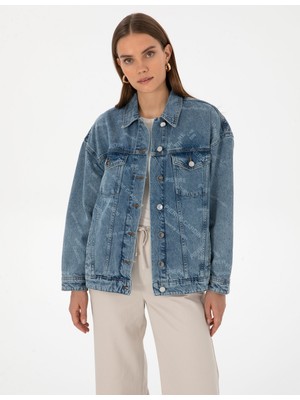 Pierre Cardin Kadın Açık Mavi Oversize Jean Ceket 50308527-VR003