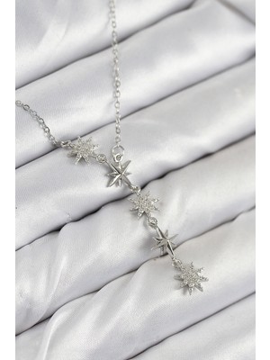 316L Çelik Yıldız Model Gümüş Renk Kadın Kolye