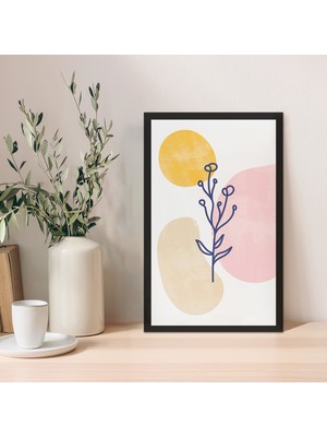 1 Adet Gri Mdf Zeminli Gümüş Doğal Mdf Çerçeve Görünümlü Mdf Tablo