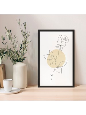 1 Adet Antrasit Mdf Zeminli Krem Doğal Mdf Çerçeve Görünümlü Mdf Tablo