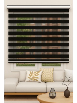 Ithal Bambu Siyah Zebra Stor Perde Eteği Düz (1.kalite Alüminyum Kasa Metal Ayak