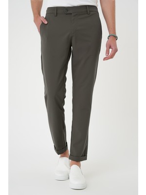 Comfort Fit Beli Lastikli Yan Cep Haki Jogger Pantolon P 1150