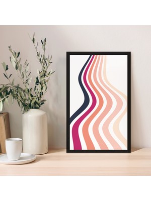 1 Adet Siyah Mdf Zeminli Krem Minimal Mdf Çerçeve Görünümlü Mdf Tablo