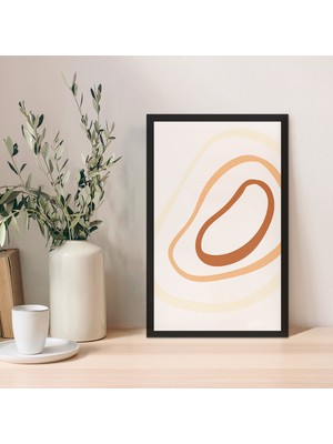 1 Adet Dekoratif Mdf Zeminli Koyu Gri Doğal Mdf Çerçeve Görünümlü Mdf Tablo