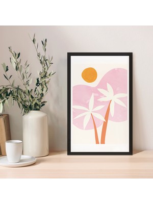 1 Adet Siyah Mdf Zeminli Lacivert Geometrik Mdf Çerçeve Görünümlü Mdf Tablo