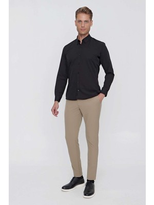Efor Erkek Slim Fit Pilesiz Yan Cepli Esnek Yünlü Bej Chino Pantolon P 1102