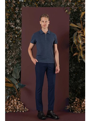 P 1136 Slim Fit Lacivert Klasik Pantolon
