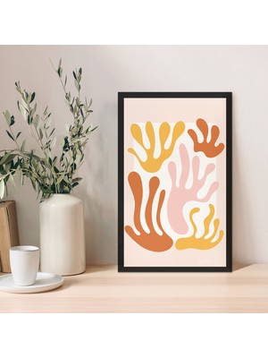 1 Adet Siyah Mdf Zeminli Krem Geometrik Mdf Çerçeve Görünümlü Mdf Tablo