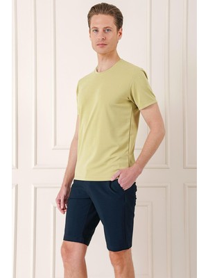 Efor Bermuda 034 Slim Fit Beli Lastikli Gofre Pamuklu Casual Lacivert Şort