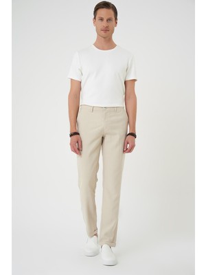 Comfort Beli Lastikli Rayon Karışımlı Krem Jogger Pantolon  P 1194