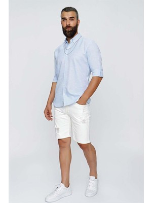 031 Slim Fit Beyaz Bermuda