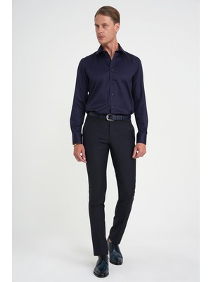 Efor Erkek Slim Fit Yün Klasik Yünlü Lacivert Kumaş Pantolon P 1191