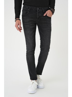 Efor Erkek Slim Fit Beş Cepli Likralı Yıkamalı Siyah Jean Kot Pantolon Denim 130