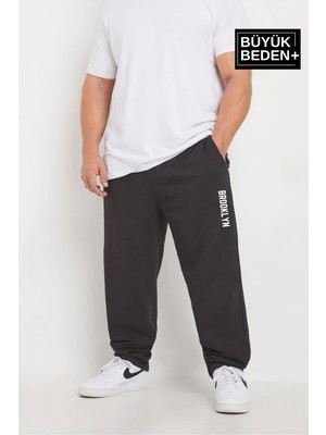 Erkek Büyük Beden Brooklyn Baskılı Ince Eşofman Altı  SPR25BEA54