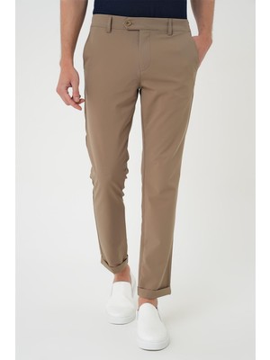 Efor Erkek Comfort Fit Beli Lastikli Yan Cep Vizon Jogger Pantolon P 1150