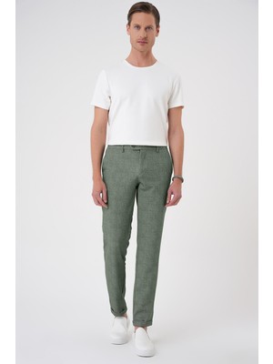 Efor Erkek Comfort Fit Rahat Kalıp Kırçıllı Beli Lastikli Yeşil Jogger Pantolon P 1176