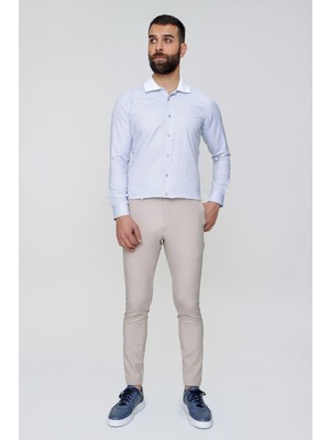 Efor Slim Fit Yan Cep Esnek Pamuklu Casual Bej Pantolon P 1088