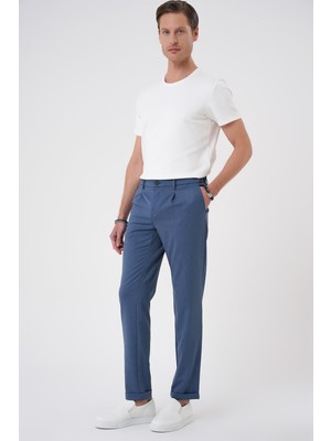 Comfort Fit Beli Lastikli Pileli Indigo Jogger Pantolon  P 1182