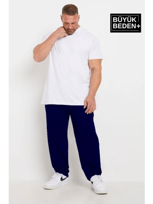 Superlife Erkek Büyük Beden Navy İnce Eşofman Altı SPR25BEA52 %64 Pamuk %36 Polyester Rahat Kesim