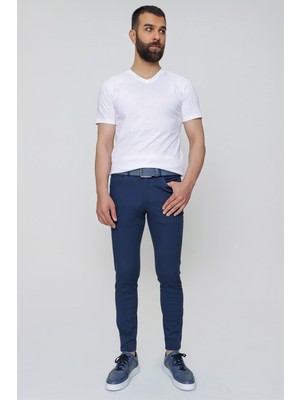 Efor Erkek Slim Fit Beş Cep Esnek Pamuklu Lacivert Kanvas Pantolon P 1087