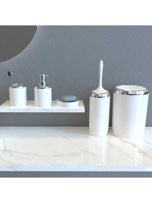 Primanova Lima Xl Krom Dekorlu Banyo Seti Beyaz