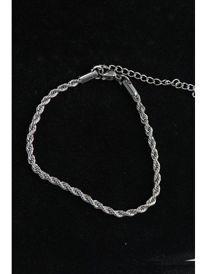 316L Çelik Halat Model Gümüş Renk Erkek Bileklik - Lisinya