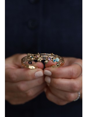 14 Ayar Altın Cetaş Eterna Charm Katlı Kelepçe Bileklik