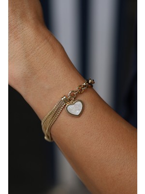 14 Ayar Altın Cetaş Eterna Kalp Charmlı Bileklik