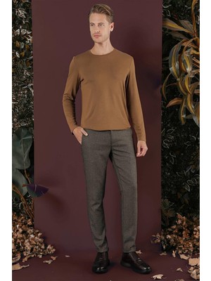 P 1138 Slim Fit Kahve Klasik Pantolon