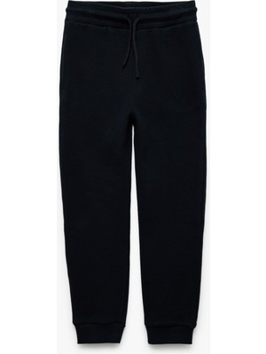 Pamuklu Beli Bağcıklı Dokulu Basic Jogger Okul Eşofman Altı