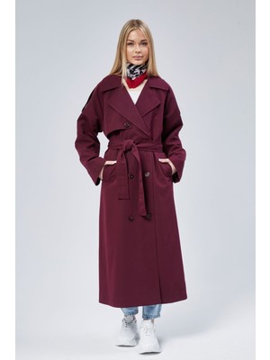 Kadın Oversize Astarlı Uzun Trençkot